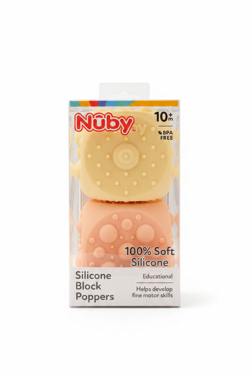 Nuby Silicone Block Poppers – Sensory Baby Toy