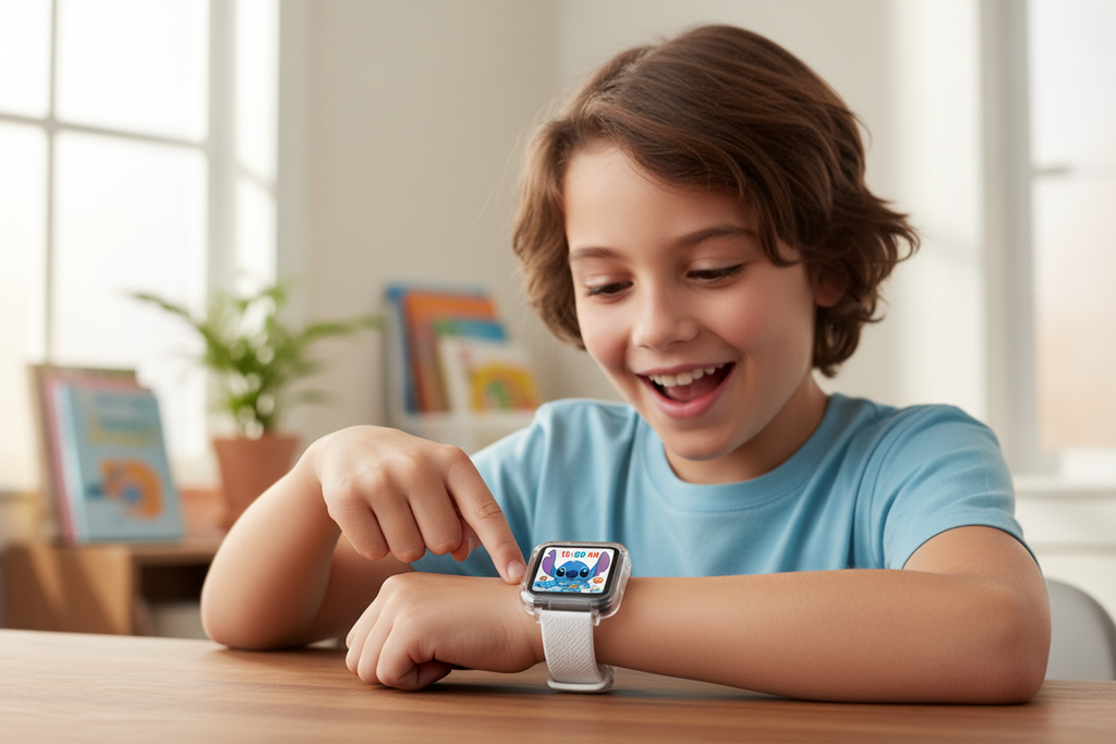Stitch-Themed Smart Watch, Wireless Earbuds & Charging Case Set